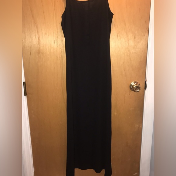 Black Maxi Dress w/Leopard Duster (missing top button) - Picture 6 of 6